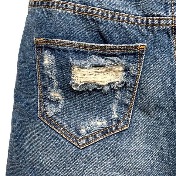 Gilded Intent Womens Distressed Denim Shorts W/ Frayed Hem & Pockets - Picture 7 of 13